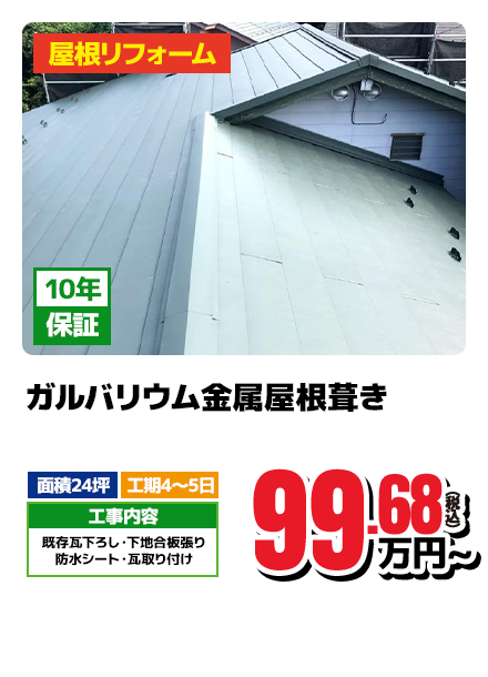 ガルバリウム金属屋根葺き