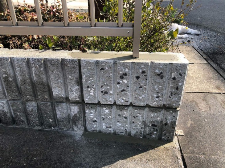 ブロック塀の補修をさせていただきました