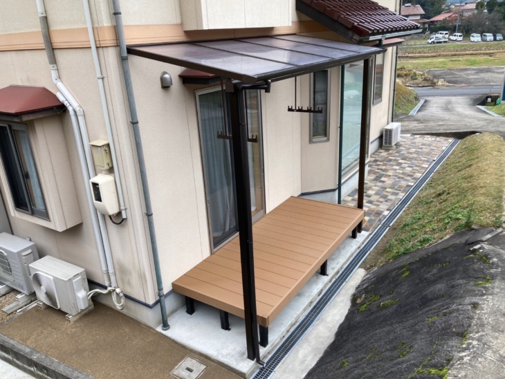 物干しデッキ設置！お庭はお洒落にインターロッキング施工！